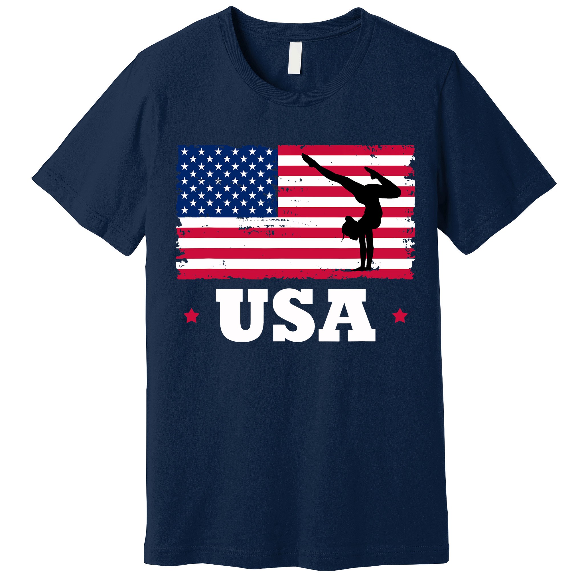 Patriotic Sports American USA Flag Girl Gymnastics Premium T-Shirt