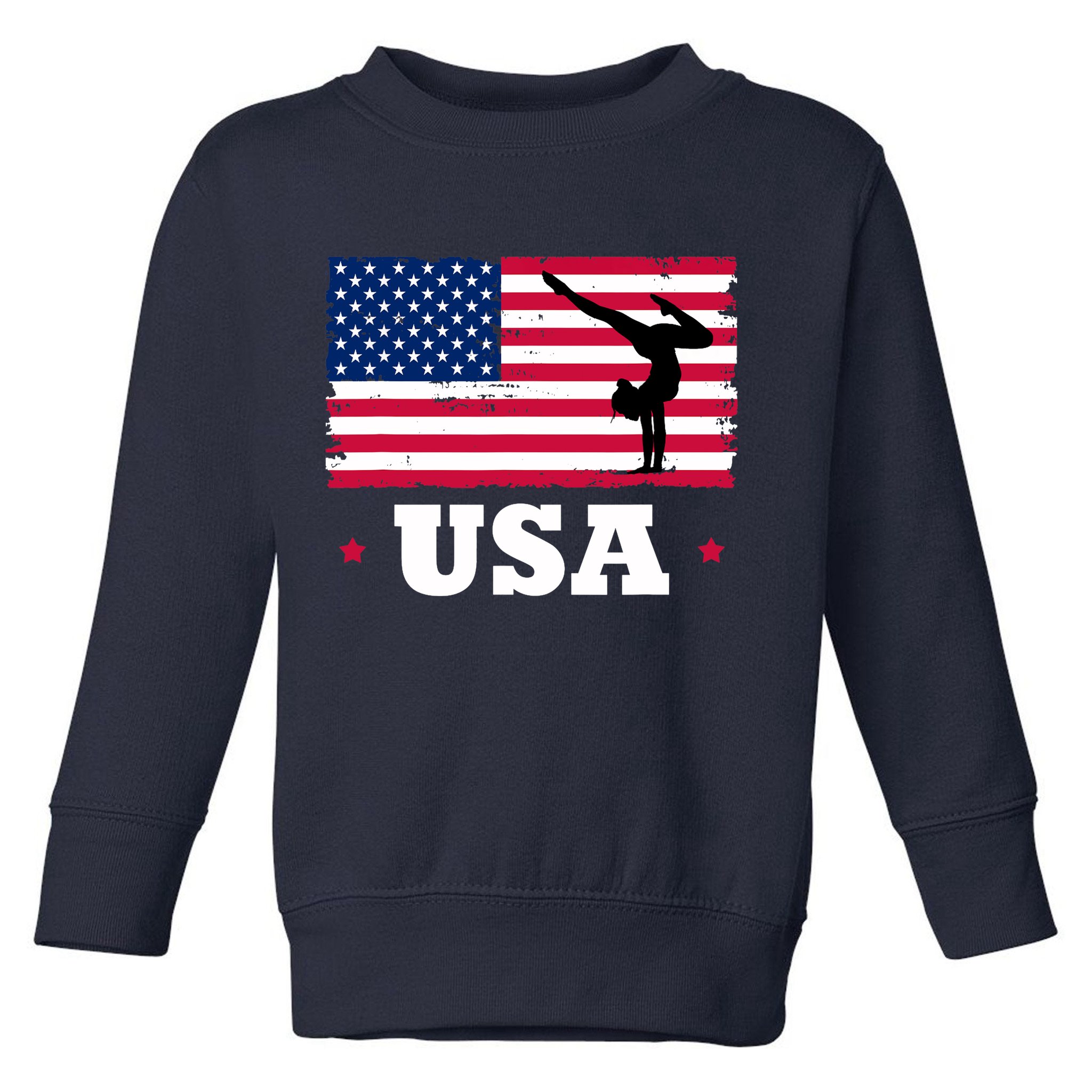 Patriotic Sports American USA Flag Girl Gymnastics Toddler Sweatshirt
