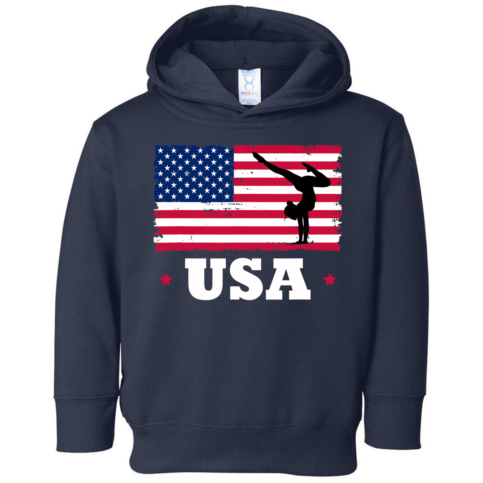 Patriotic Sports American USA Flag Girl Gymnastics Toddler Hoodie
