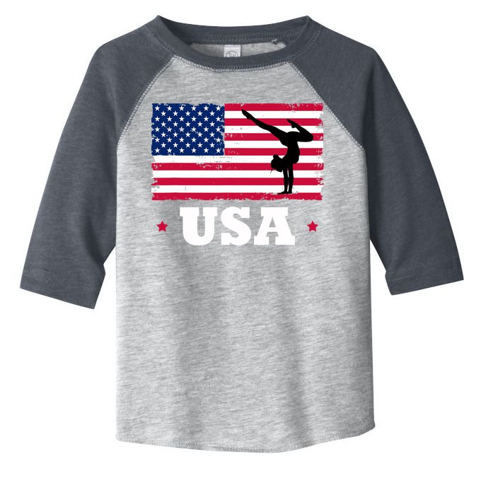 Patriotic Sports American USA Flag Girl Gymnastics Toddler Fine Jersey T-Shirt