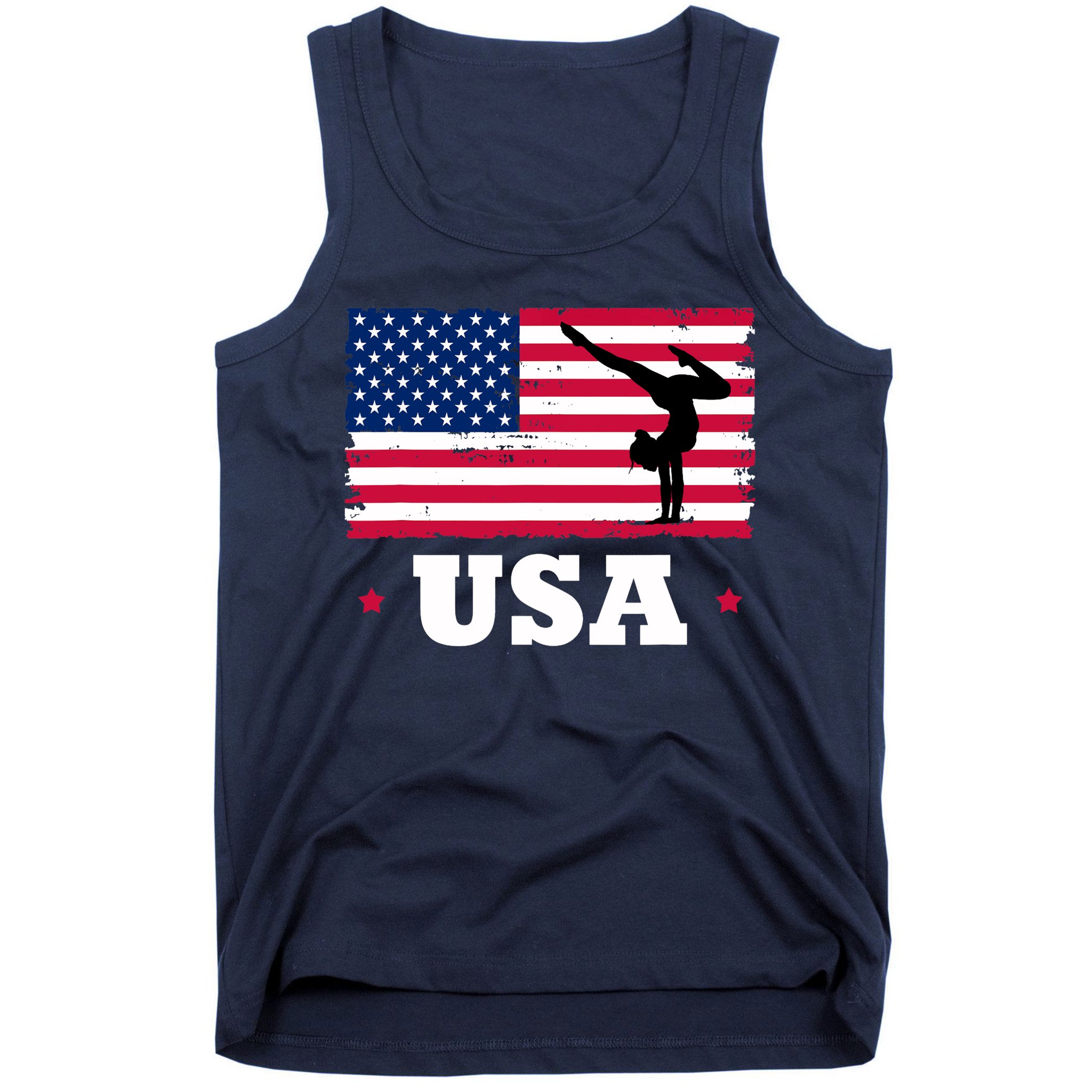 Patriotic Sports American USA Flag Girl Gymnastics Tank Top