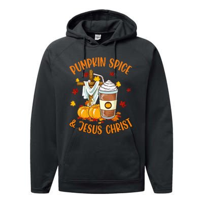 Pumpkin Spice And Jesus Christ Funny Coffee Lovers Gifts Performance Fleece Hoodie