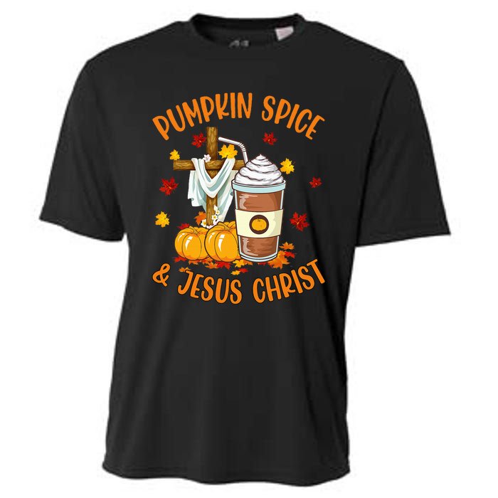 Pumpkin Spice And Jesus Christ Funny Coffee Lovers Gifts Cooling Performance Crew T-Shirt