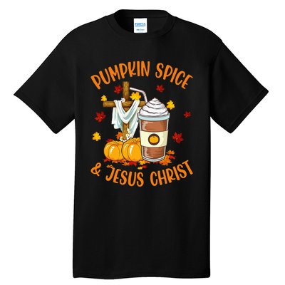 Pumpkin Spice And Jesus Christ Funny Coffee Lovers Gifts Tall T-Shirt