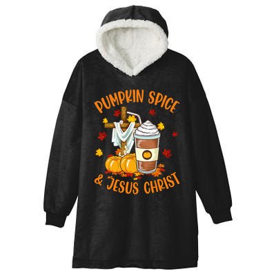 Pumpkin Spice And Jesus Christ Funny Coffee Lovers Gifts Hooded Wearable Blanket