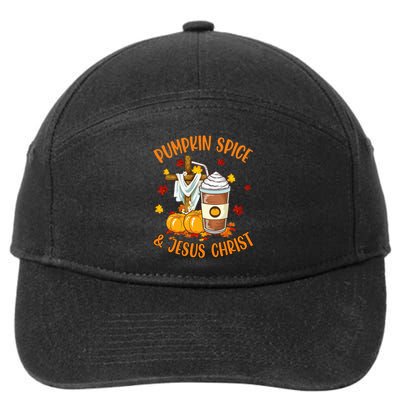 Pumpkin Spice And Jesus Christ Funny Coffee Lovers Gifts 7-Panel Snapback Hat