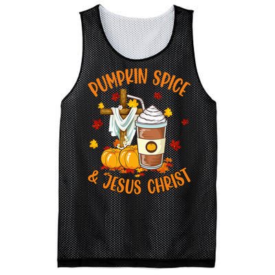 Pumpkin Spice And Jesus Christ Funny Coffee Lovers Gifts Mesh Reversible Basketball Jersey Tank