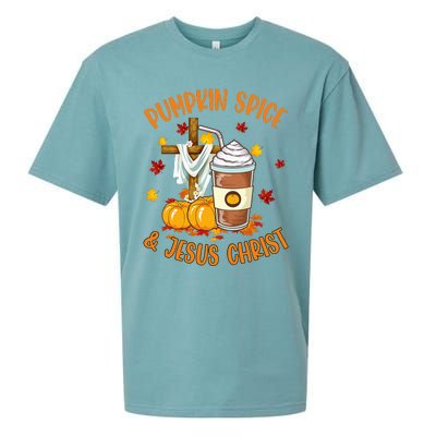 Pumpkin Spice And Jesus Christ Funny Coffee Lovers Gifts Sueded Cloud Jersey T-Shirt