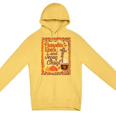 Pumpkin Spice And Jesus Christ Autumn Fall Leopard Print Premium Pullover Hoodie