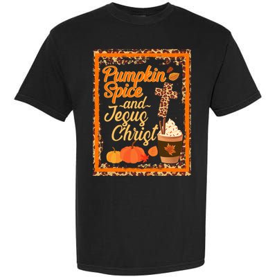 Pumpkin Spice And Jesus Christ Autumn Fall Leopard Print Garment-Dyed Heavyweight T-Shirt