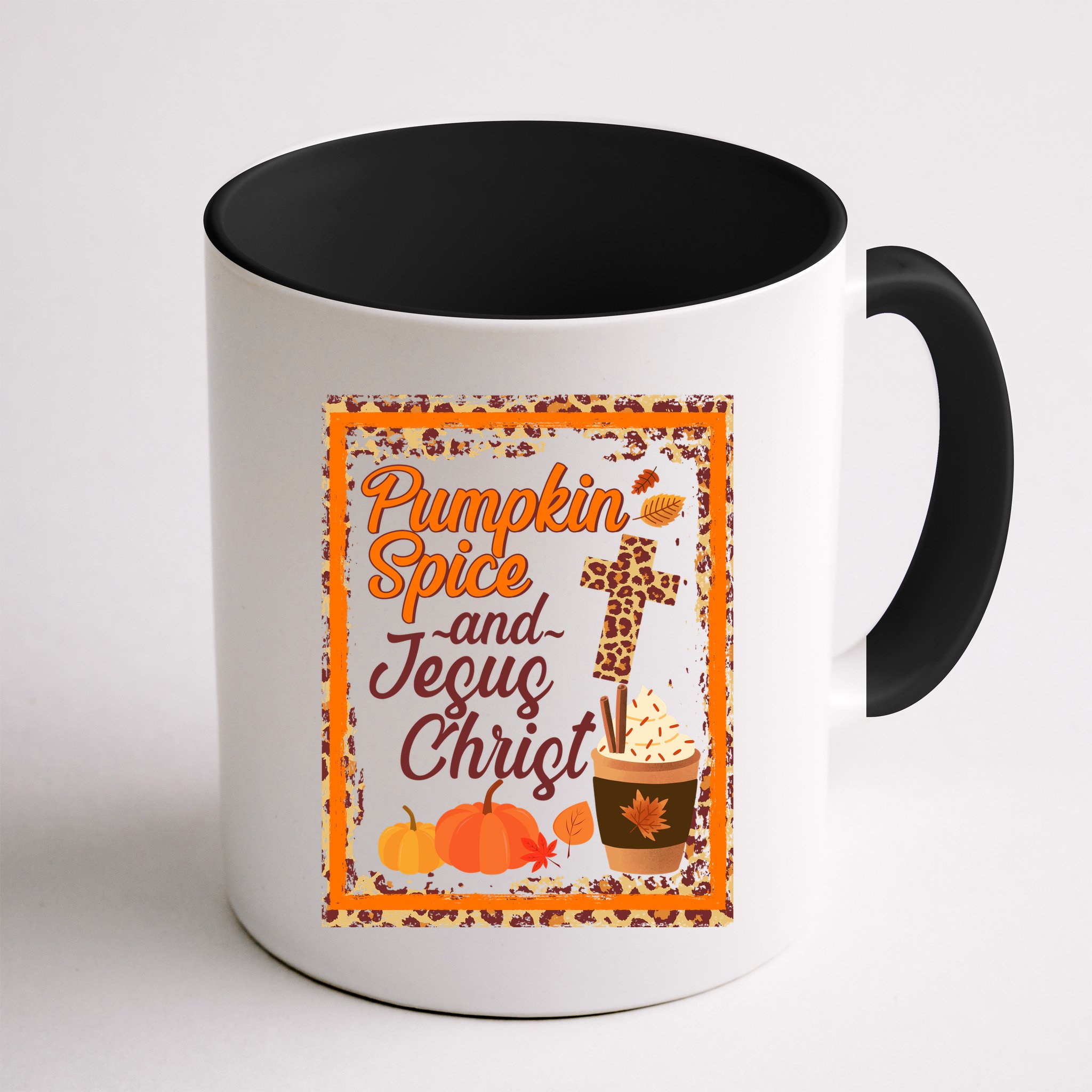 Pumpkin Spice And Jesus Christ Autumn Fall Leopard Print Mug