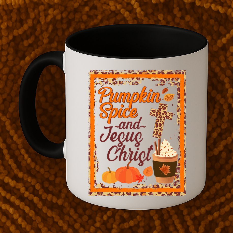 Pumpkin Spice And Jesus Christ Autumn Fall Leopard Print Mug