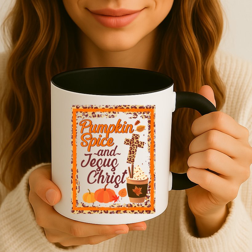 Pumpkin Spice And Jesus Christ Autumn Fall Leopard Print Mug