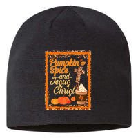 Pumpkin Spice And Jesus Christ Autumn Fall Leopard Print Sustainable Beanie