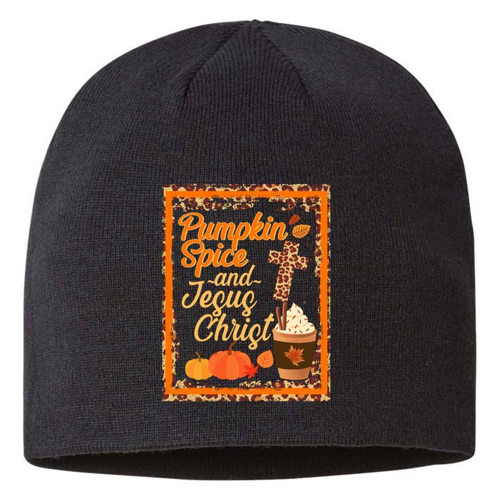 Pumpkin Spice And Jesus Christ Autumn Fall Leopard Print Sustainable Beanie