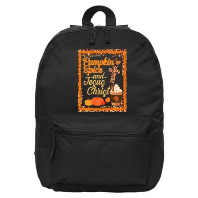 Pumpkin Spice And Jesus Christ Autumn Fall Leopard Print 16 in Basic Backpack