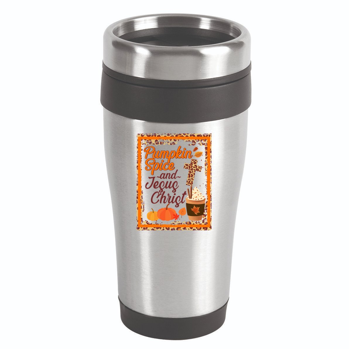 Pumpkin Spice And Jesus Christ Autumn Fall Leopard Print 16oz Travel Tumbler