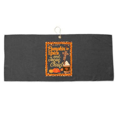 Pumpkin Spice And Jesus Christ Autumn Fall Leopard Print Large Microfiber Waffle Golf Towel