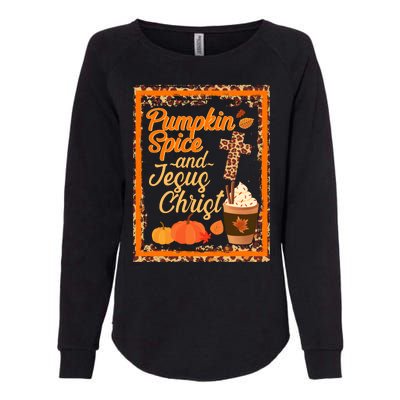 Pumpkin Spice And Jesus Christ Autumn Fall Leopard Print Womens California Wash Sweatshirt