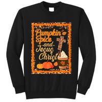 Pumpkin Spice And Jesus Christ Autumn Fall Leopard Print Tall Sweatshirt