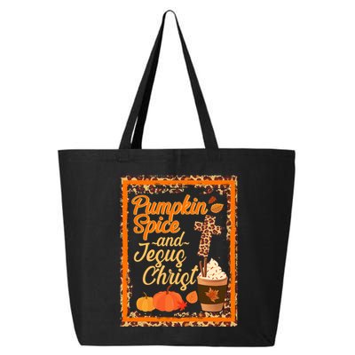 Pumpkin Spice And Jesus Christ Autumn Fall Leopard Print 25L Jumbo Tote
