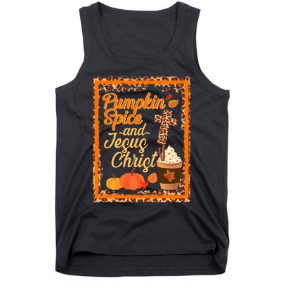 Pumpkin Spice And Jesus Christ Autumn Fall Leopard Print Tank Top