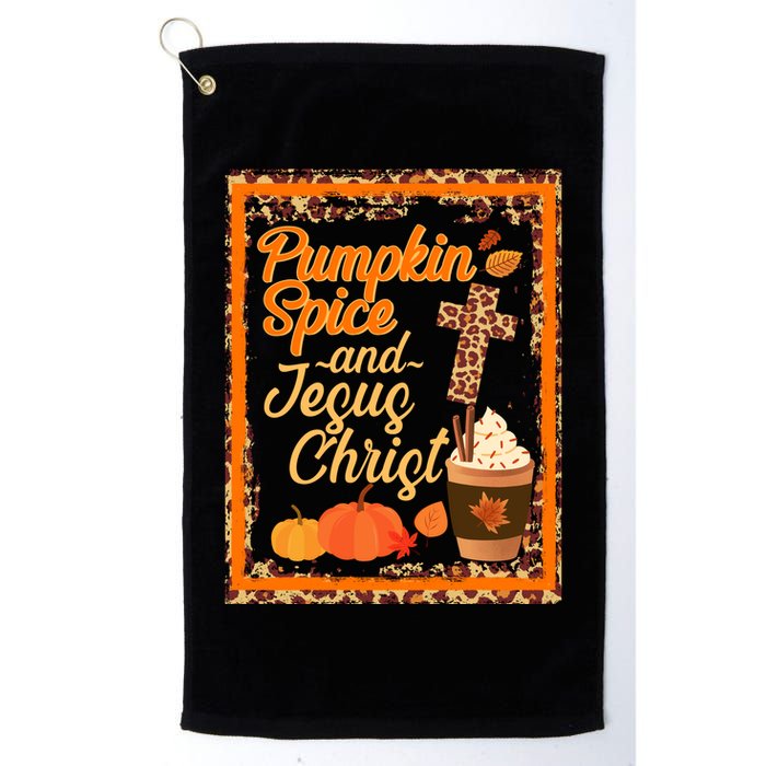 Pumpkin Spice And Jesus Christ Autumn Fall Leopard Print Golf Towel