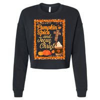 Pumpkin Spice And Jesus Christ Autumn Fall Leopard Print Cropped Pullover Crew