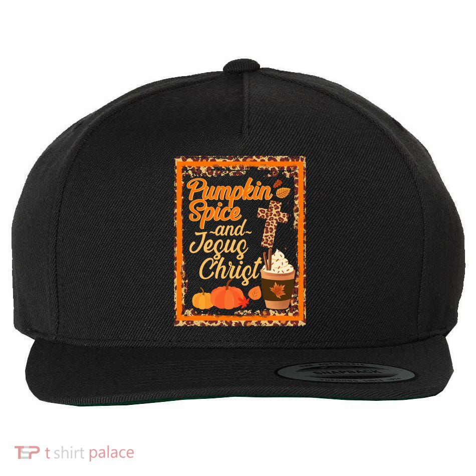 Pumpkin Spice And Jesus Christ Autumn Fall Leopard Print Wool Snapback Cap