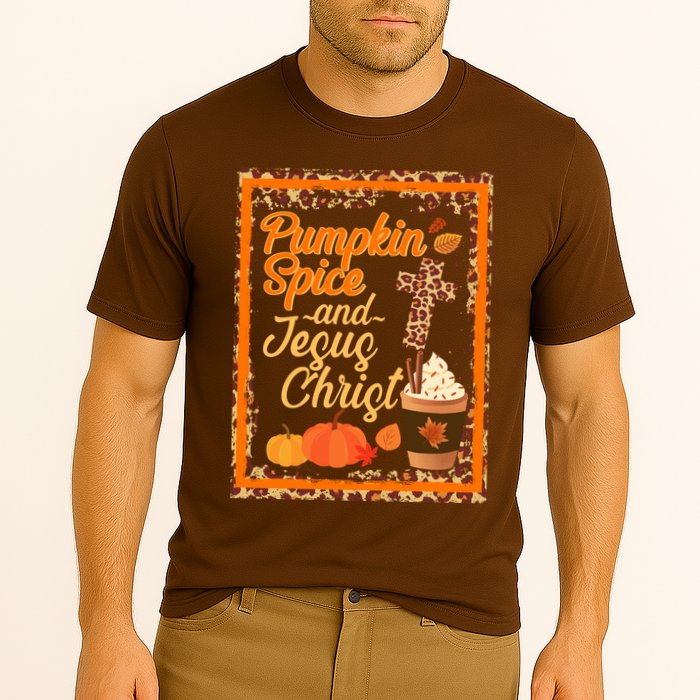 Pumpkin Spice And Jesus Christ Autumn Fall Leopard Print Performance Shirt