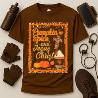 Pumpkin Spice And Jesus Christ Autumn Fall Leopard Print Performance Shirt