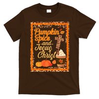 Pumpkin Spice And Jesus Christ Autumn Fall Leopard Print T-Shirt