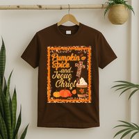 Pumpkin Spice And Jesus Christ Autumn Fall Leopard Print T-Shirt