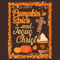 Pumpkin Spice And Jesus Christ Autumn Fall Leopard Print T-Shirt