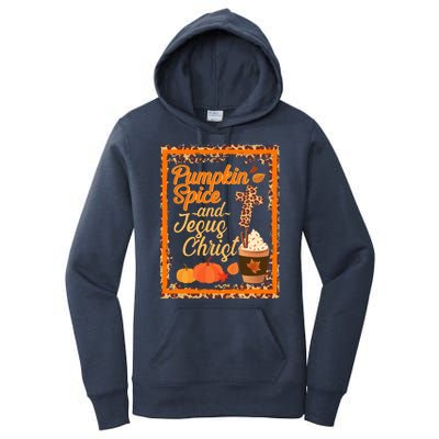 Pumpkin Spice And Jesus Christ Autumn Fall Leopard Print Women's Pullover Hoodie