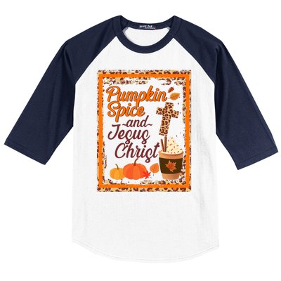 Pumpkin Spice And Jesus Christ Autumn Fall Leopard Print Baseball Sleeve Shirt