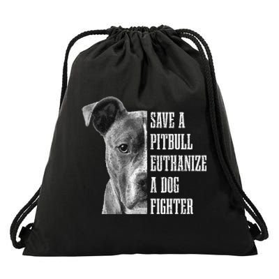 Pitbull Save A Pitbull Funny Dog Rescue Pitbull Mom Dad Drawstring Bag