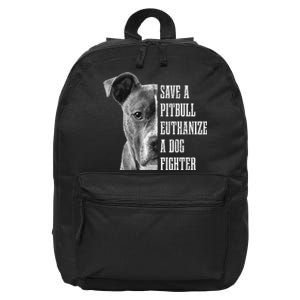 Pitbull Save A Pitbull Funny Dog Rescue Pitbull Mom Dad 16 in Basic Backpack