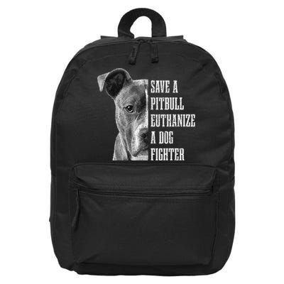 Pitbull Save A Pitbull Funny Dog Rescue Pitbull Mom Dad 16 in Basic Backpack