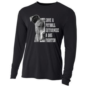 Pitbull Save A Pitbull Funny Dog Rescue Pitbull Mom Dad Cooling Performance Long Sleeve Crew