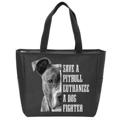 Pitbull Save A Pitbull Funny Dog Rescue Pitbull Mom Dad Zip Tote Bag