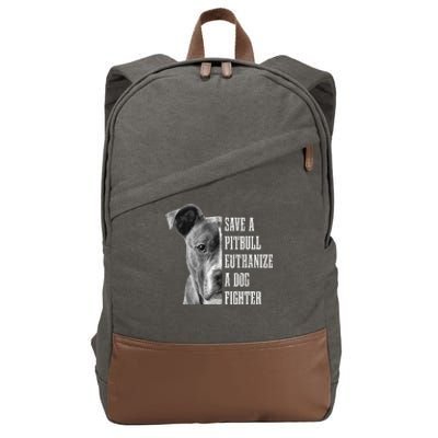 Pitbull Save A Pitbull Funny Dog Rescue Pitbull Mom Dad Cotton Canvas Backpack