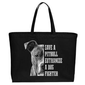 Pitbull Save A Pitbull Funny Dog Rescue Pitbull Mom Dad Cotton Canvas Jumbo Tote