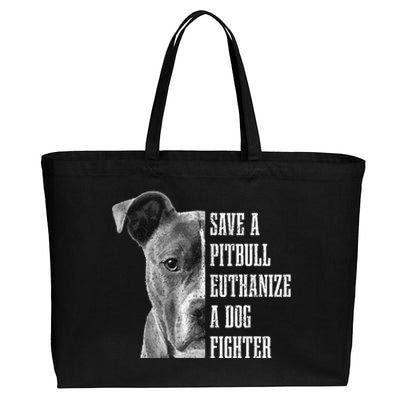 Pitbull Save A Pitbull Funny Dog Rescue Pitbull Mom Dad Cotton Canvas Jumbo Tote