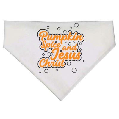 Pumpkin Spice And Jesus Christ Cute Funny Christian Fall Gift USA-Made Doggie Bandana