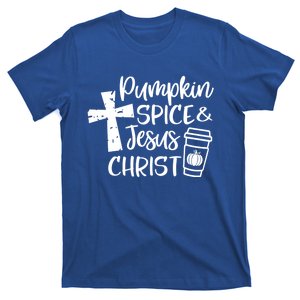 Pumpkin Spice And Jesus Christ Groovy Hello Fall Christian Gift T-Shirt