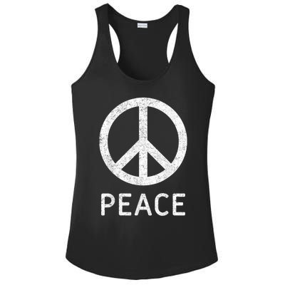 Peace Sign Anti War Vintage Retro Casual Graphic Ladies PosiCharge Competitor Racerback Tank