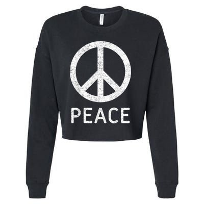 Peace Sign Anti War Vintage Retro Casual Graphic Cropped Pullover Crew