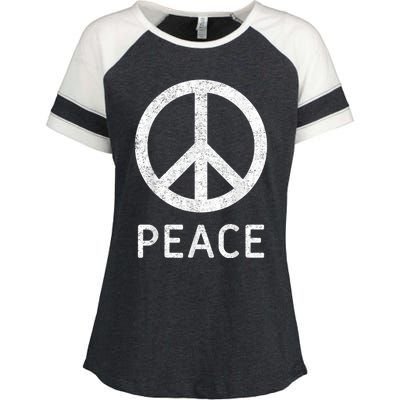 Peace Sign Anti War Vintage Retro Casual Graphic Enza Ladies Jersey Colorblock Tee