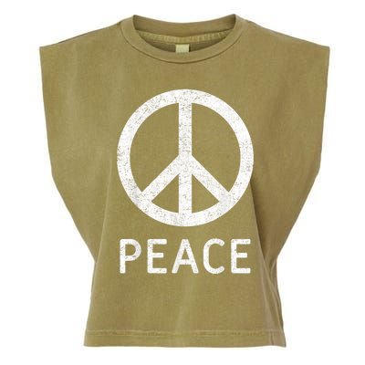 Peace Sign Anti War Vintage Retro Casual Graphic Garment-Dyed Women's Muscle Tee